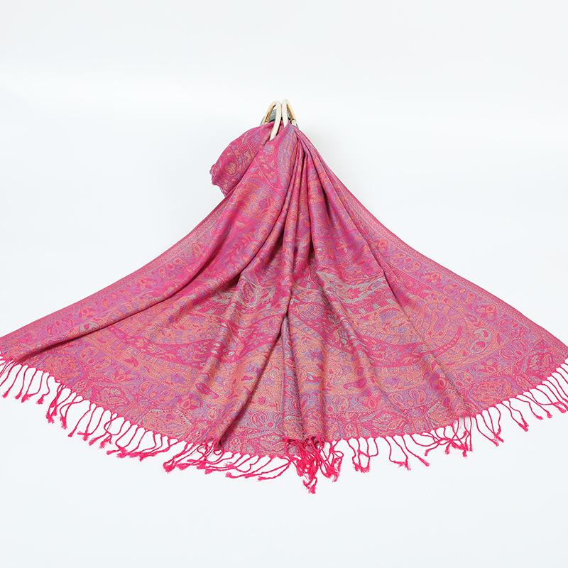 Eșarfă Jacquard Paisley Șal Pashmina Mătăsos de Lux pentru Femei Eșarfe cu Imprimeu Etnic din Bumbac Moi cu Tassel Lung Bufandas Șaluri