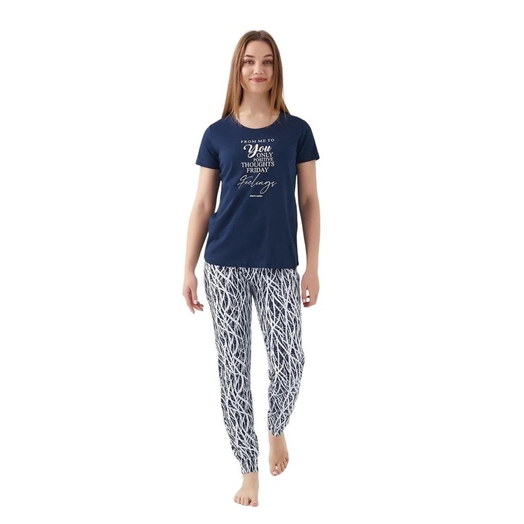 Pierre Cardin Zero Collar Cotton Short Sleeve Women's Pajamas Set