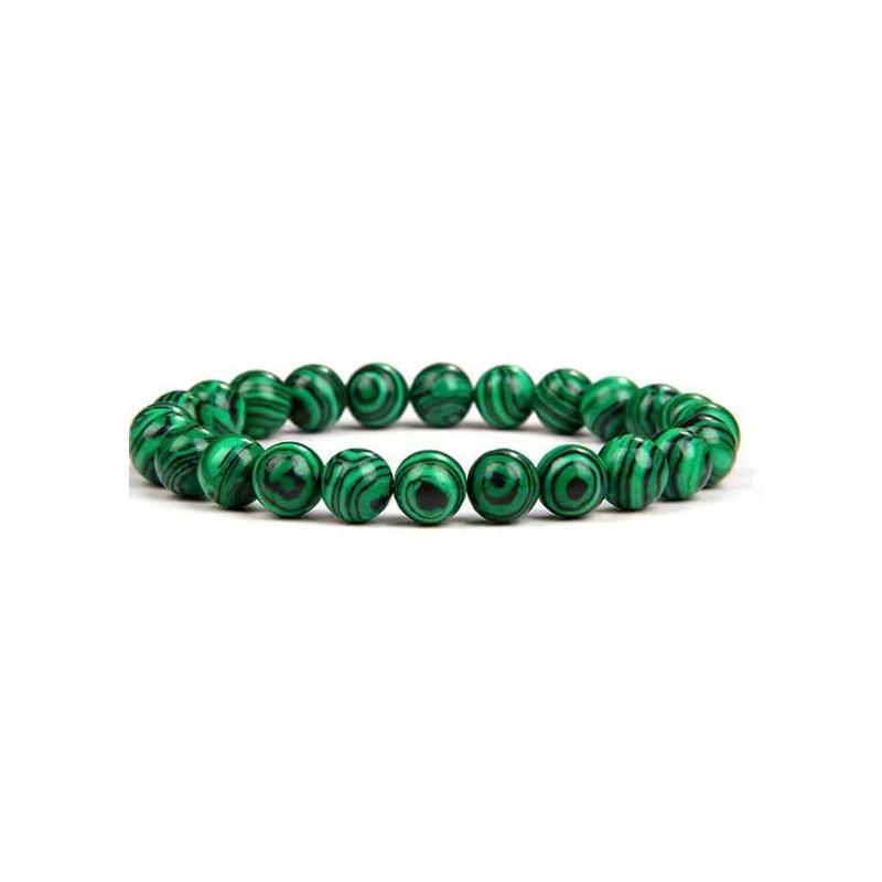 New 8mm White Pine Round Bead Bracelet with Aquamarine, Rose Quartz, and Agate Stones for Women