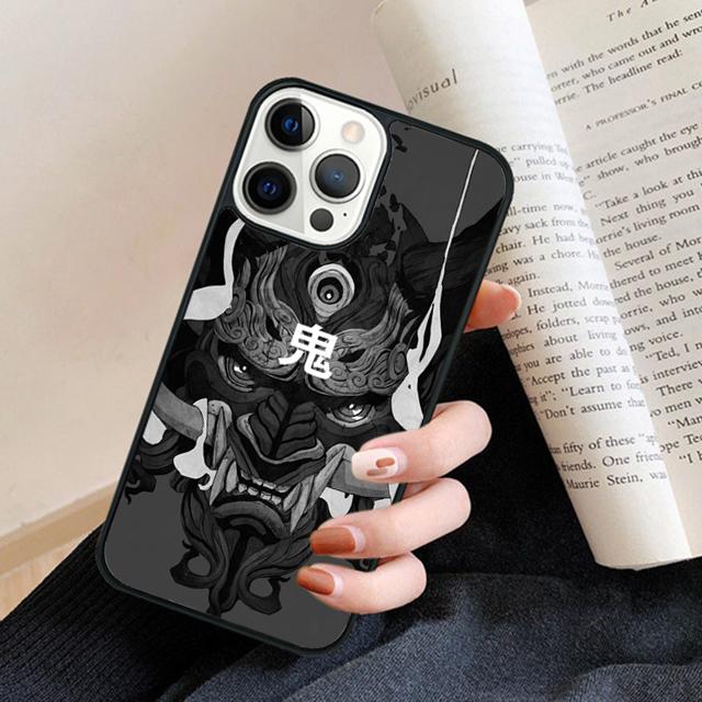 Japanese Oni Hannya Demon Mask cool Phone Case Back Cover for iPhone 17 Air 16 15 14 13 11 12 Pro Max Plus Coque