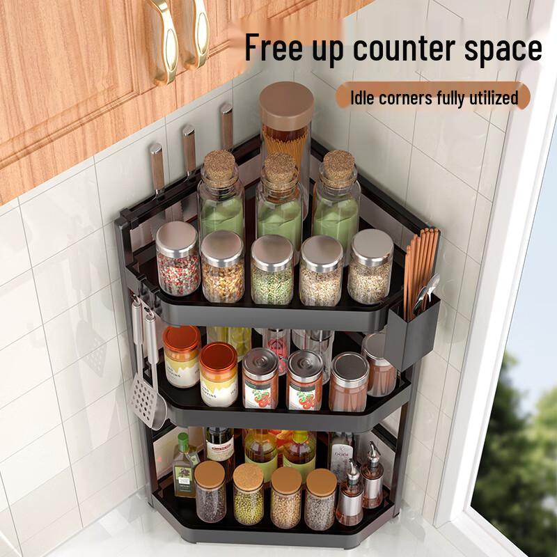 Multi-functional 2-Tier Carbon Steel Kitchen Storage Rack