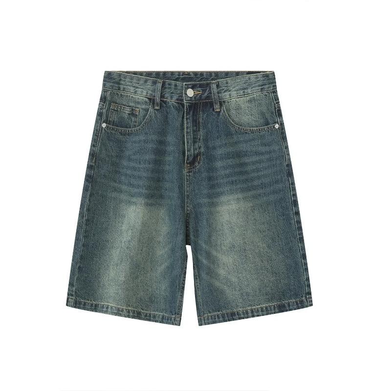 Vintage Pánské Džíny High Streets Široké Kalhoty Pánské Letní Baggy Džíny Džínové Šortky Streetwear Délka Ke Kolenům Krátké