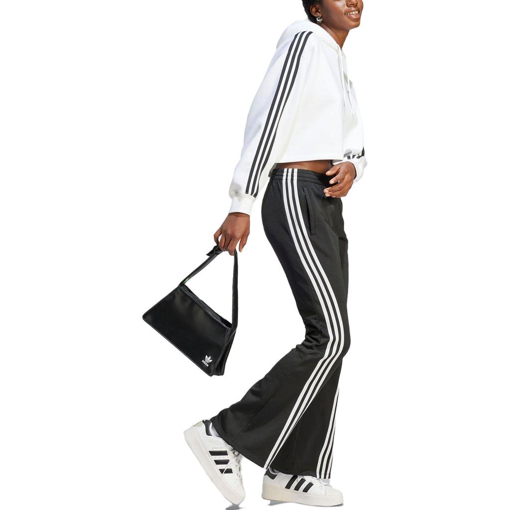 Adidas Originals Adicolor Classics Wide Leg Three Stripe Track Pants Comfort Stretch Retro Style Women Black IV9327