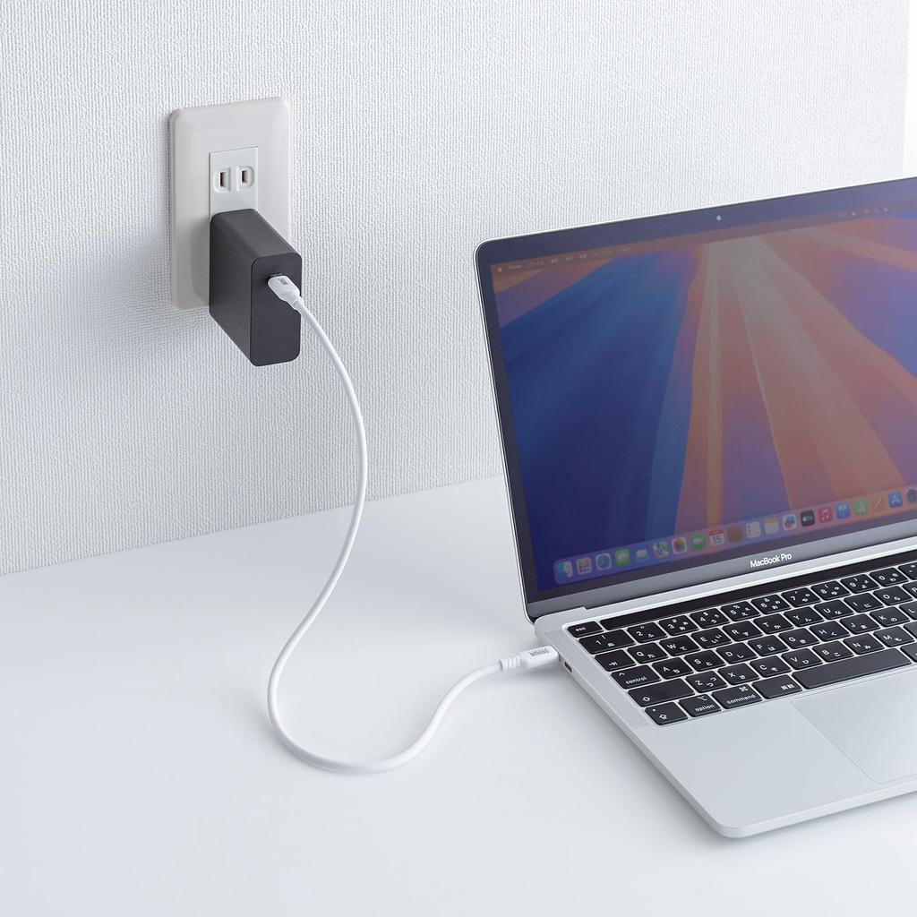 SANWA SUPPLY USB Silikonkabel 2.0 Type-C (PD240W, 0,5m, Hvit) KU-CCPES05W