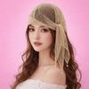 Fashion Pearl Tassel Diamond Hijab Rhinestone Square Pearl Tassel Scarf Full Sky Thin Veil Veil Bandana Women Headwear