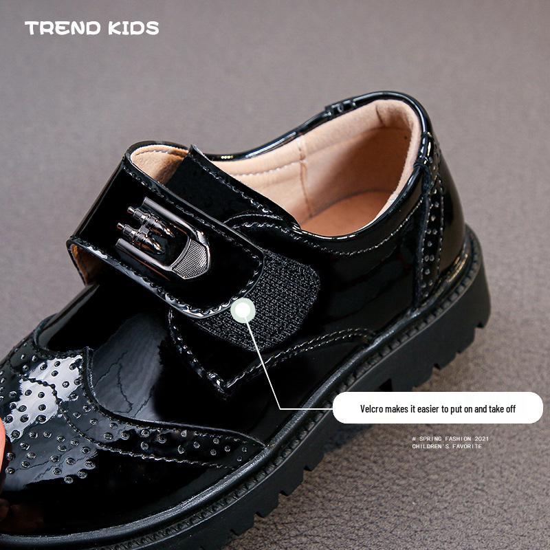 Boys' Black Leather Loafers - Soft Sole for Spring/Autumn, British Style, Perfect for Primary School Performances