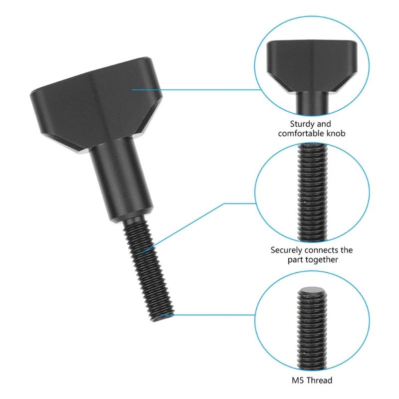 Parafusos de Polegar de Alumínio 5MM Parafuso de Alumínio Manopla Ajustável Parafuso de Aperto para Acessórios de Trilha de DSLR