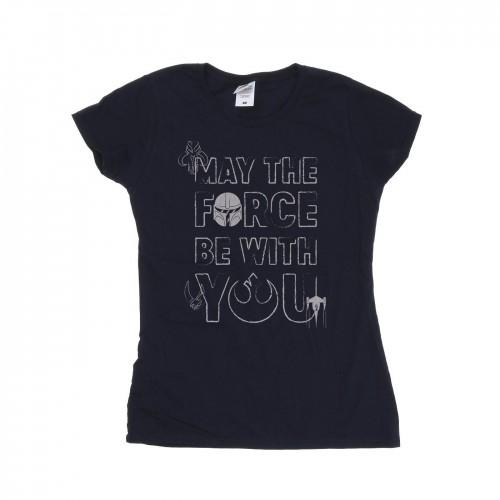 STAR WARS Womens/Ladies The Mandalorian May The Force Mando Cotton T-Shirt