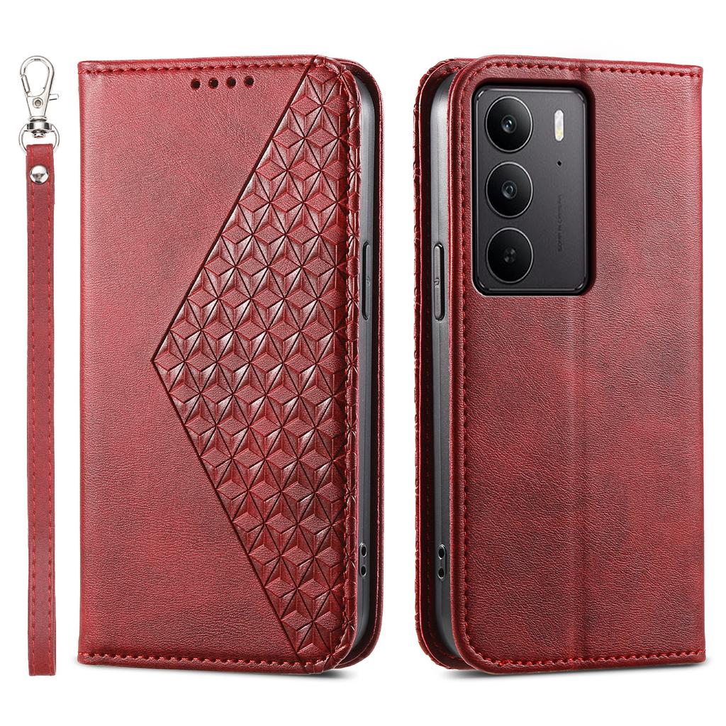 For Realme C75 4G/V60 Pro 5G Case Calf Texture PU Leather Phone Cover with Wallet