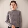 Women's Thickened Cable Knit Cashmere Sweater - Half-High Neck, Loose Fit, Solid Color, Perfect for Autumn and Winter.