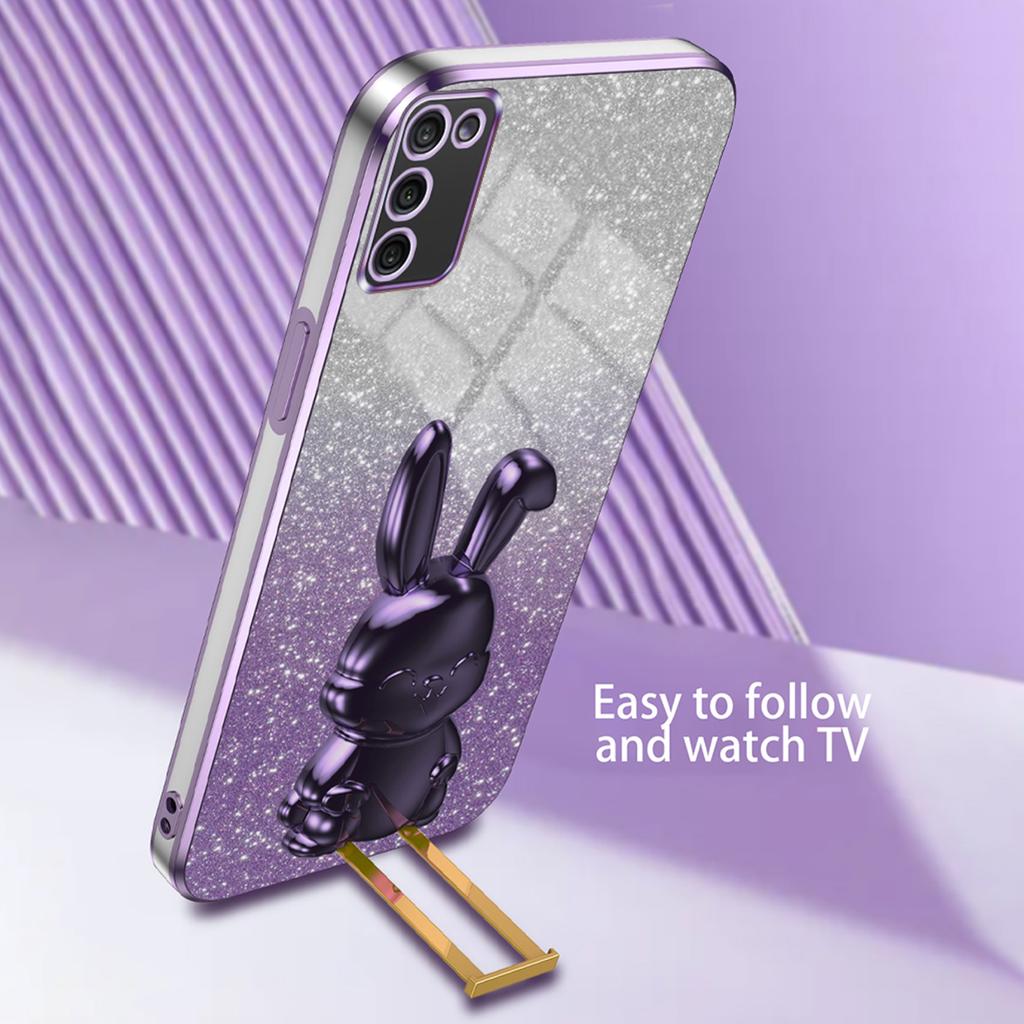 For Samsung Galaxy A03s (164.2 X 75.9 X 9.1mm) Cartoon Rabbit Kickstand Mobile Phone Protector Case