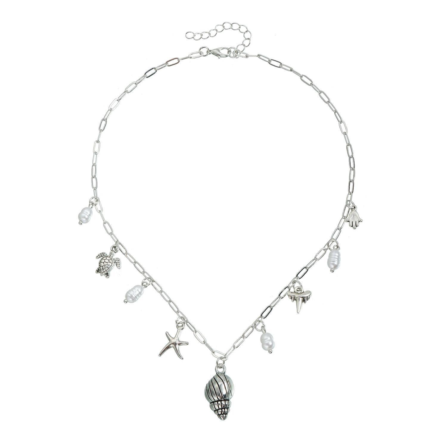 

Starfish shell ocean element necklace bohemian retro style personality creative choker