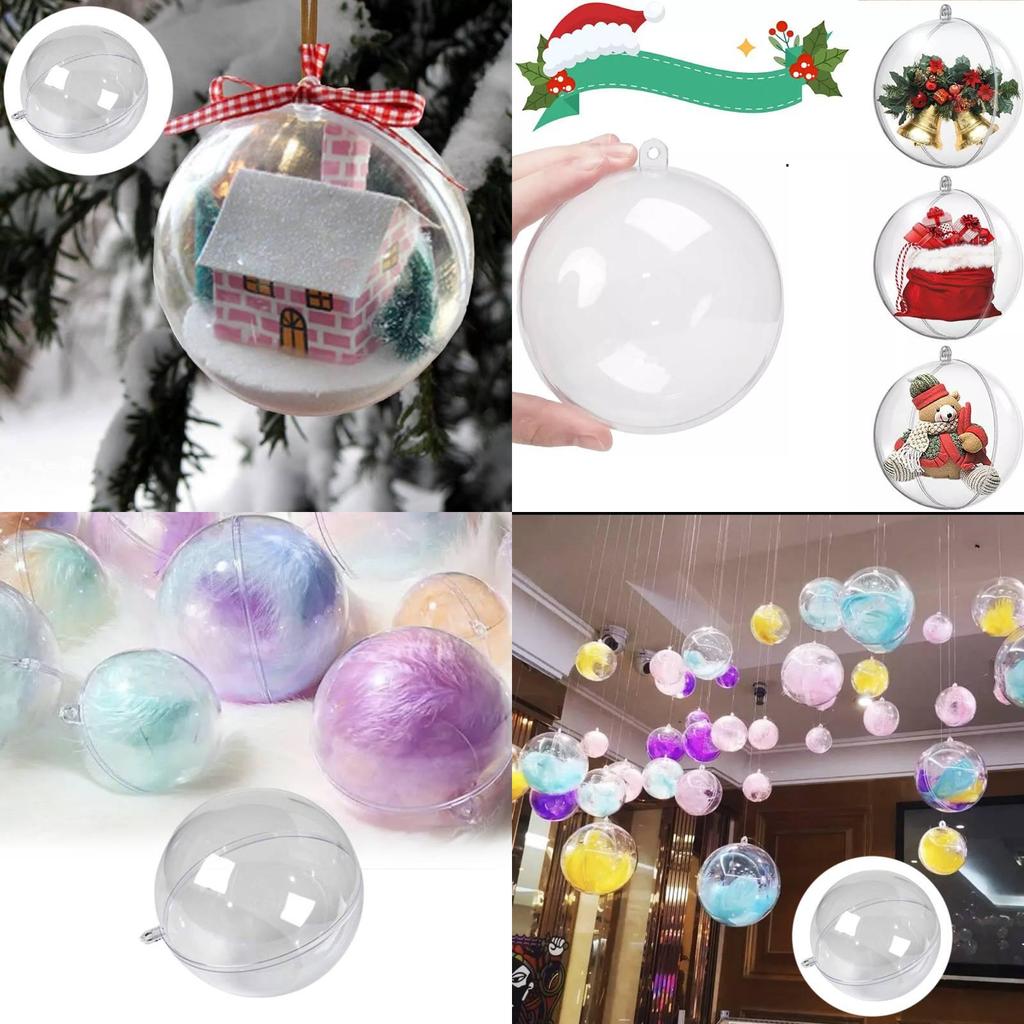 Stylish Clear Plastic Hanging Christmas Balls In Multiple Sizes From 4cm To 20cm