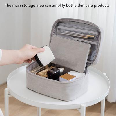 Trousse de maquillage de voyage, grande capacité, amovible, compartiments pour pinceaux, trousse de maquillage, pochette de rangement pour fournitures de voyage