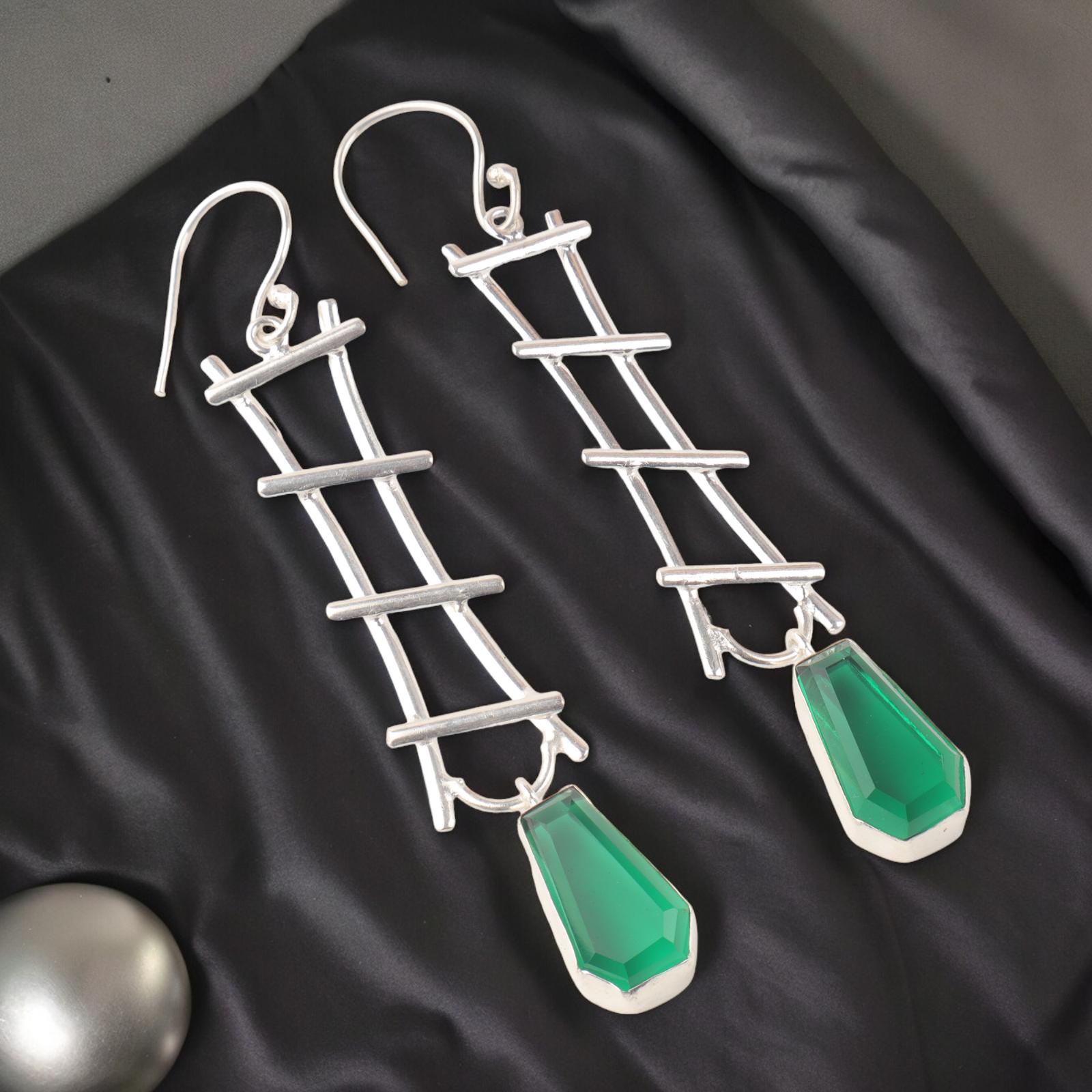 

Chrome Diopside Gemstone 925 Sterling Silver Jewelry Handcrafted Earrings 3.33 EE-133-1
