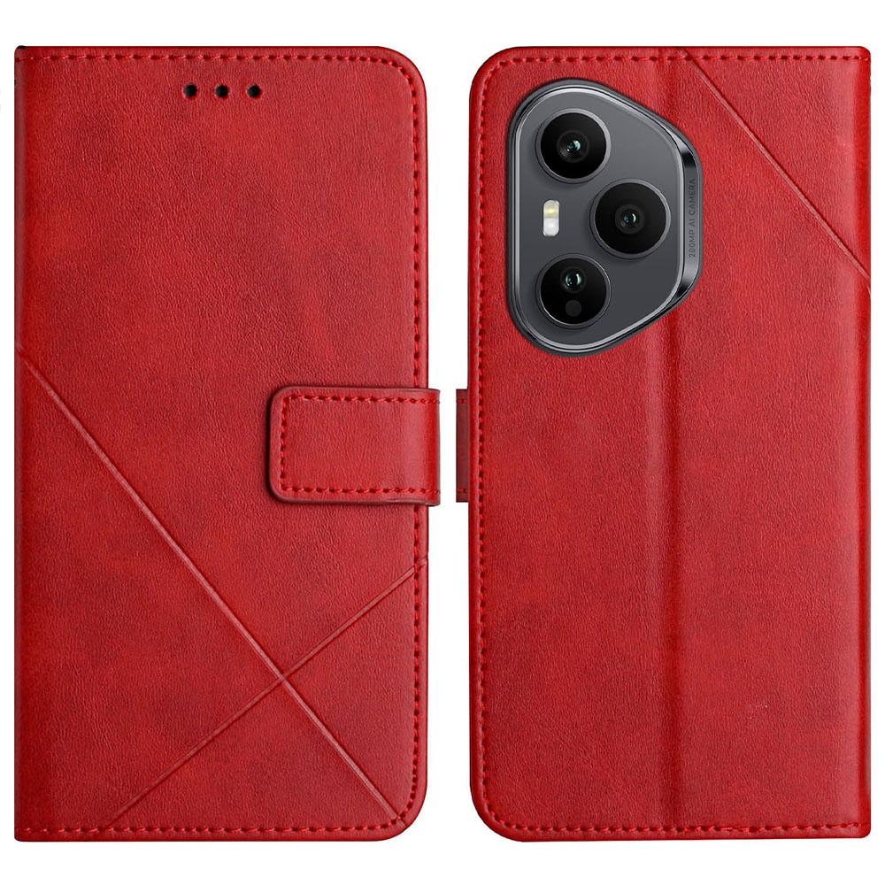 For Honor 400 Pro 5G (Global) Case Line Pattern Wallet Leather Phone Cover with Wrist Strap