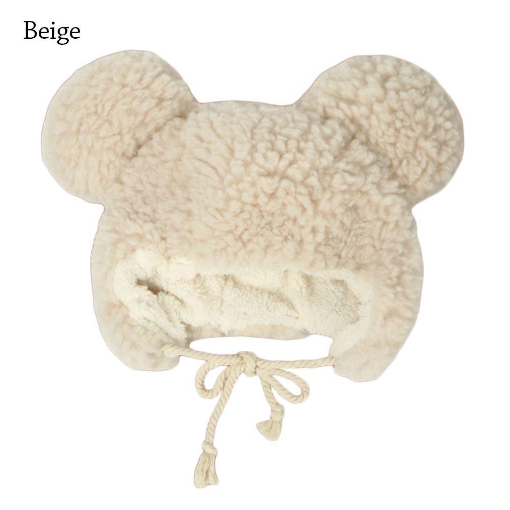 

Милая шапка с медвежьими ушками, ветрозащитная, пушистая велосипедная шапка, уличная зимняя шапка для женщин бежевый