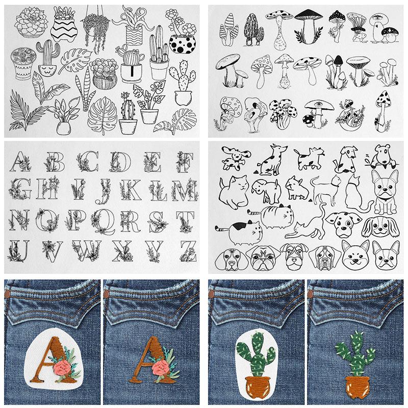 DIY Water Soluble Embroidery PatternWash Away with Pre-Printed Pattern Designs Stencils Transfers for Hand Sewing Lover Beginner