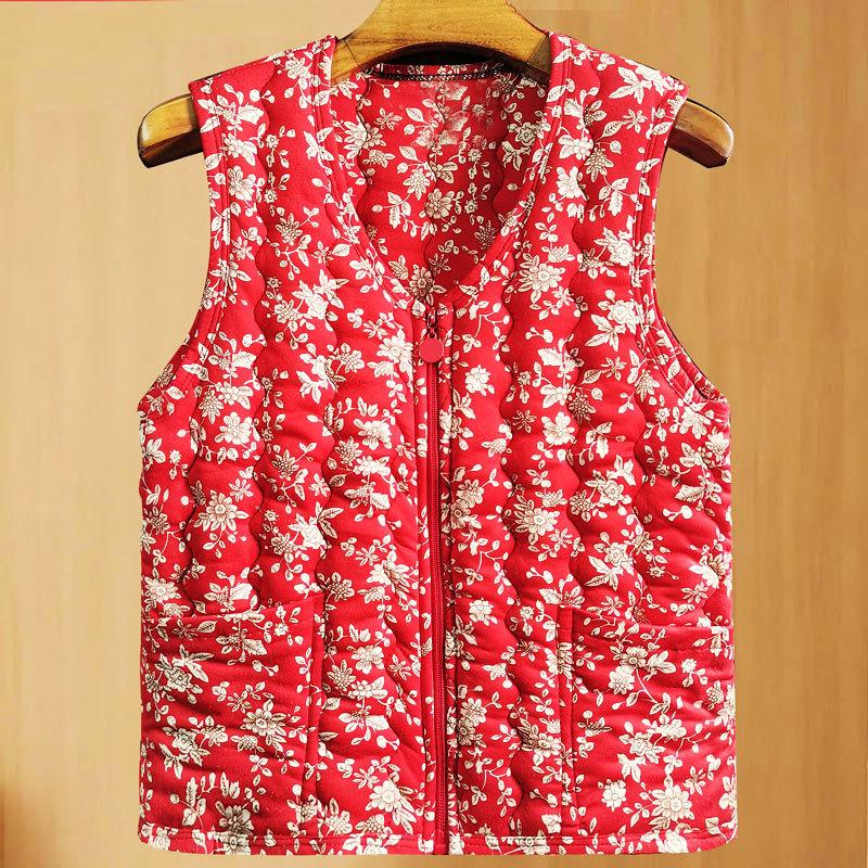 

Жилет клип среднего возраста Зимний бархатный бархатный утолщенный жилет женский жилет для мамы жилет для бабушки жилет для тещи 3XL [Recommended 80--55kg]