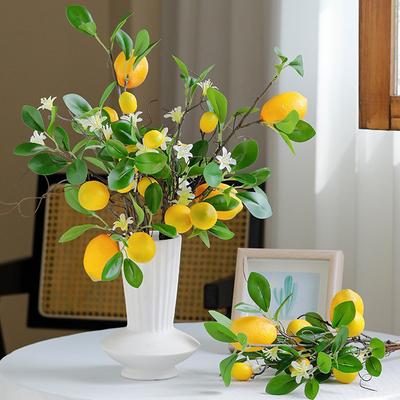 Lifelike Artificial Lemon Branches Fake Lemon Twigs for Home Wedding Party Floral Arrangements Realistic Faux Flowers