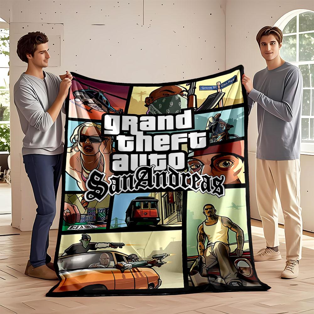 Multiple scenes portraying action, crime, vehicles, and urban life dynamics. for all seasons blanket lunch break throw gift