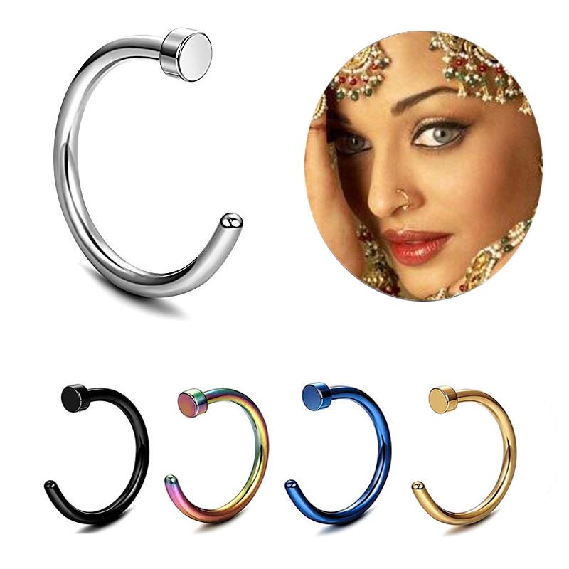 Clip On Earrings for Women Girls Men Stainless Steel Round Nose Ring Piercing Earring Stud Stud Nasal Septum Bone Jewelry Accessories Gifts