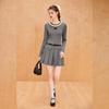 Bailuyu Women's Round Neck Solid Pleated Knit Mini Dress