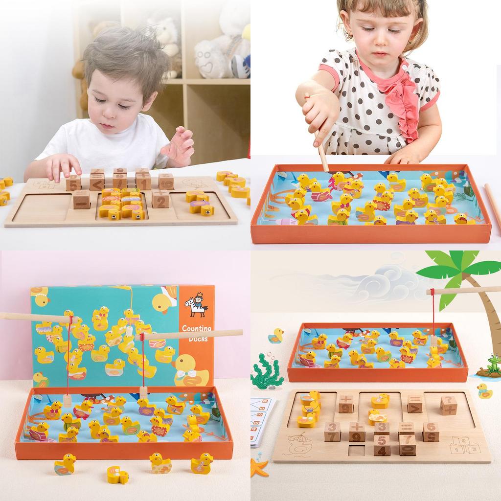 Fishing Wooden Duck Game Kids Educational Toy For Early Development Learning