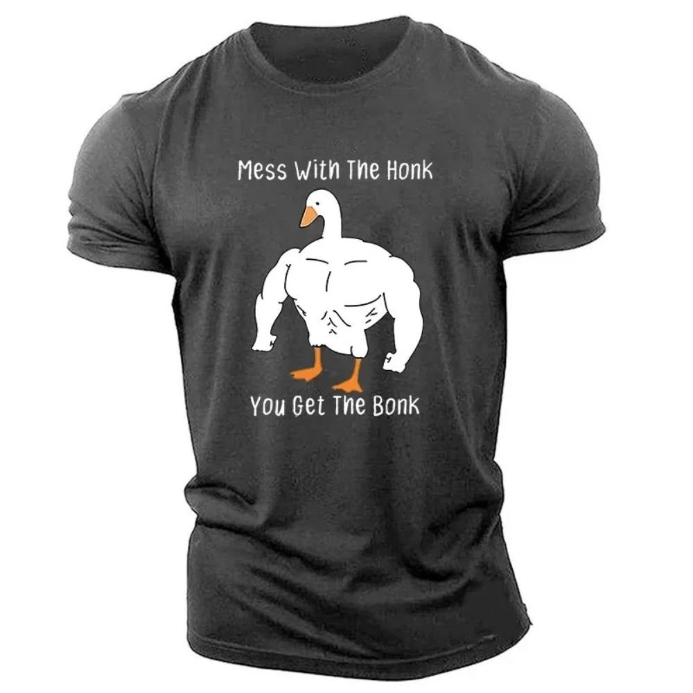 You Get The Bonk Humor Men Cotton T Shirt Men Causal O-neck Cartoon Murder Goose Kawaii T-shirts Male Classical Top Men Clothing