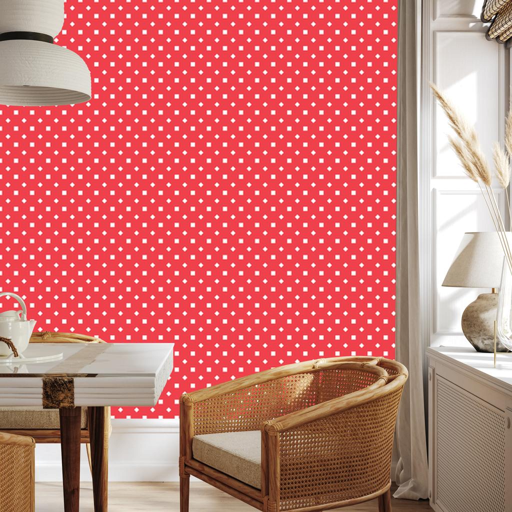 Red Dots Wallpaper with Coral Center for Living Room and Bedroom 50x1000