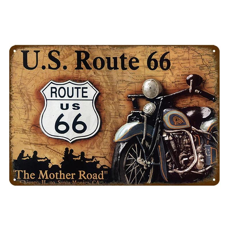 Vintage Route 66 Metal Sign House Plaque Metal Poster Tin Sign Plate Wall Posters Retro Aesthetic Room Decor Wall Art Decorat