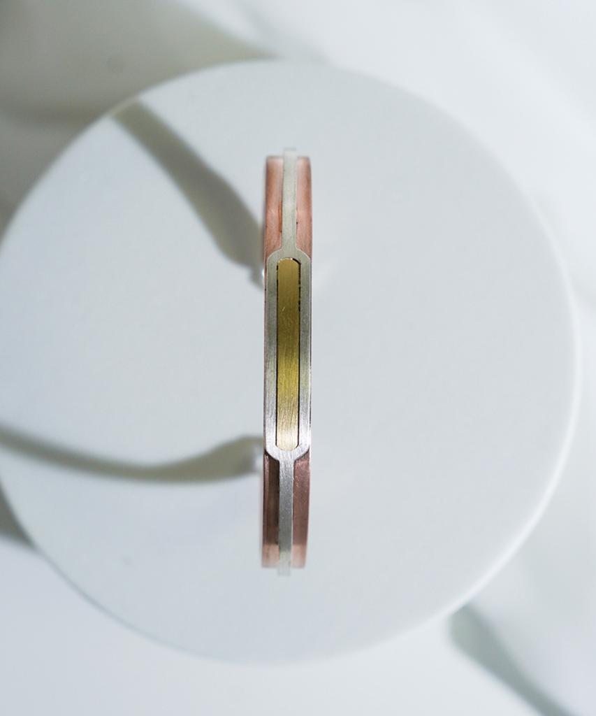 Sabona London 7Gsc 18K Gold Silver Copper Bangle