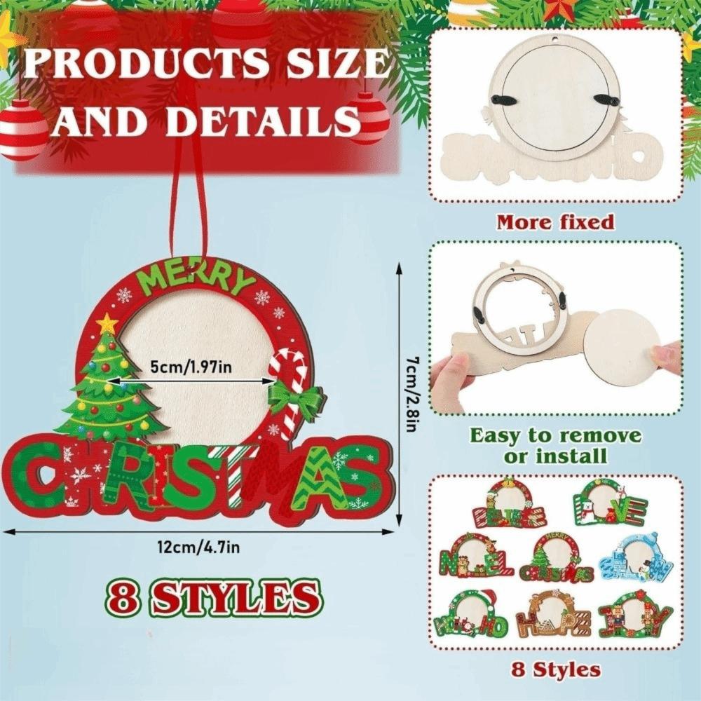8/10Pcs DIY Christmas Tree Pendant Wooden Holiday Decorations Home Decor
