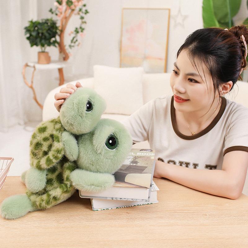 Cute Cute Big-Eyed Turtle Turtle Doll Plush Toy Green Turtle Doll Children'S Company Soothing Doll