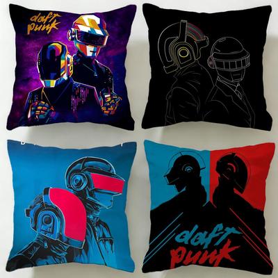 Classic Band Daft Punk Cushion Cover Soft  EasyWash Pillow Case  Versatile for Couch Bed Travel and Office