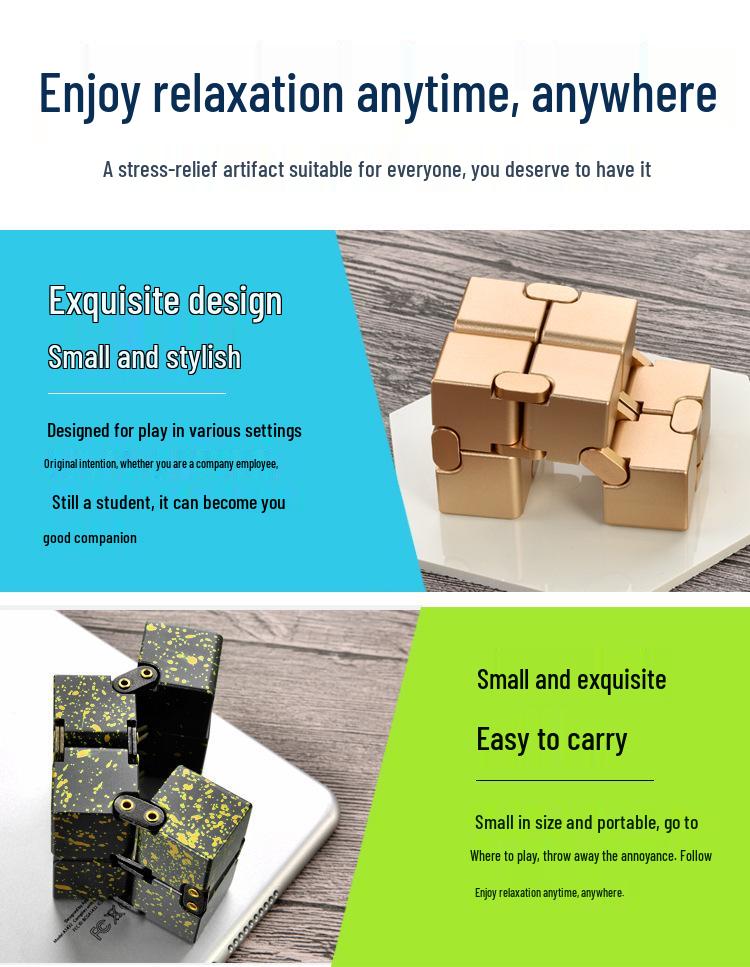 Cross-Border Novelty Infinite Cube Metal Fidget Spinner Toy