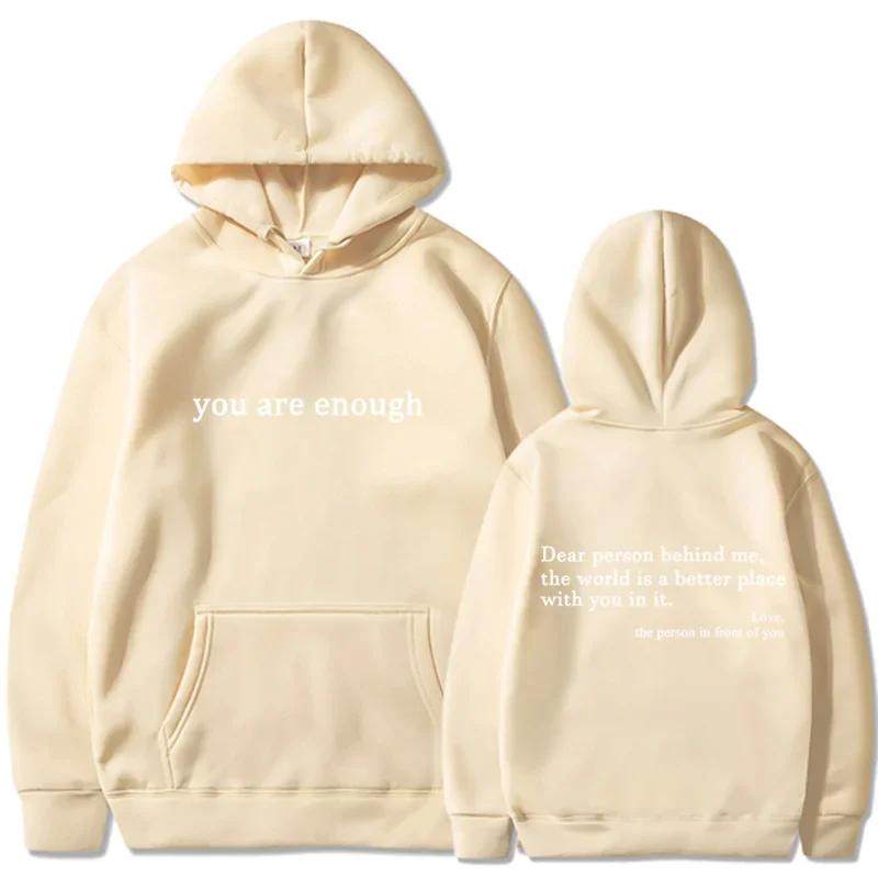 2025 Trendy You Are Enough Printed Hoodie Men's and Women's Pullover Retro Hoodie Street Hip Hop Unisex Hoodie Top