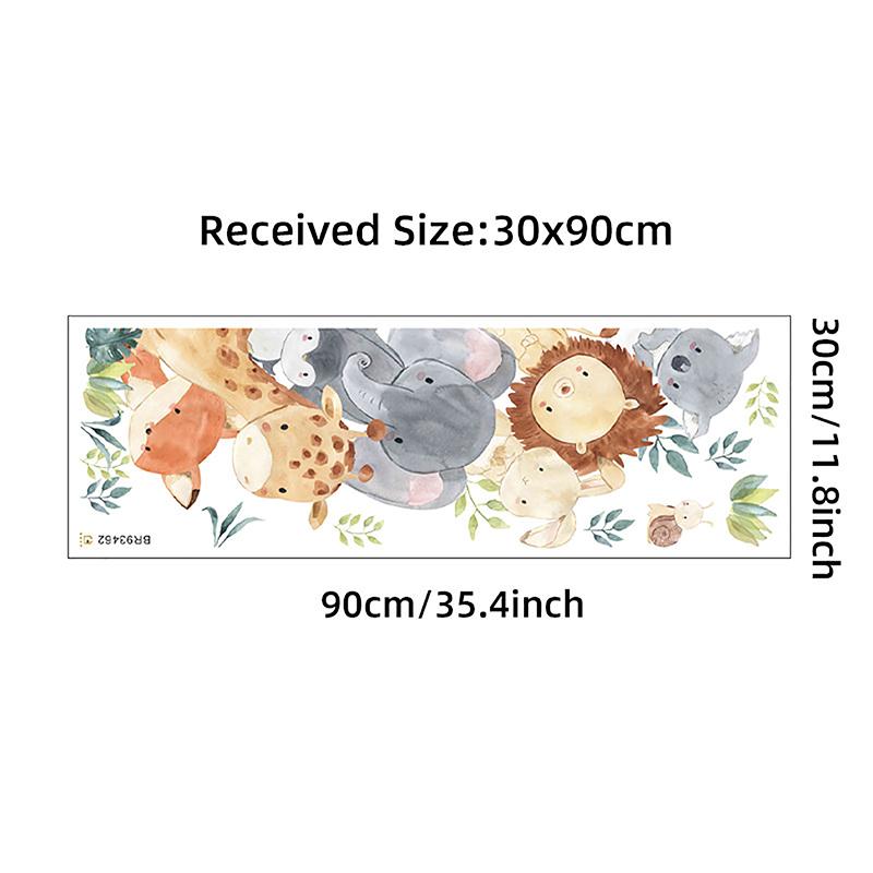 Door Stickers Cute Jungle Animals Elephant Giraffe Watercolor Wall Sticker