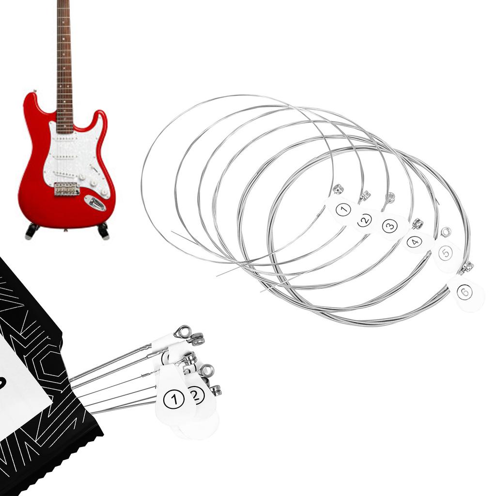 6 Stück Kohlenstoffstahlkern E-Gitarren Zubehörteile Saiten .009-.042 Gitarre Stahldraht Gitarre Musikinstrumente