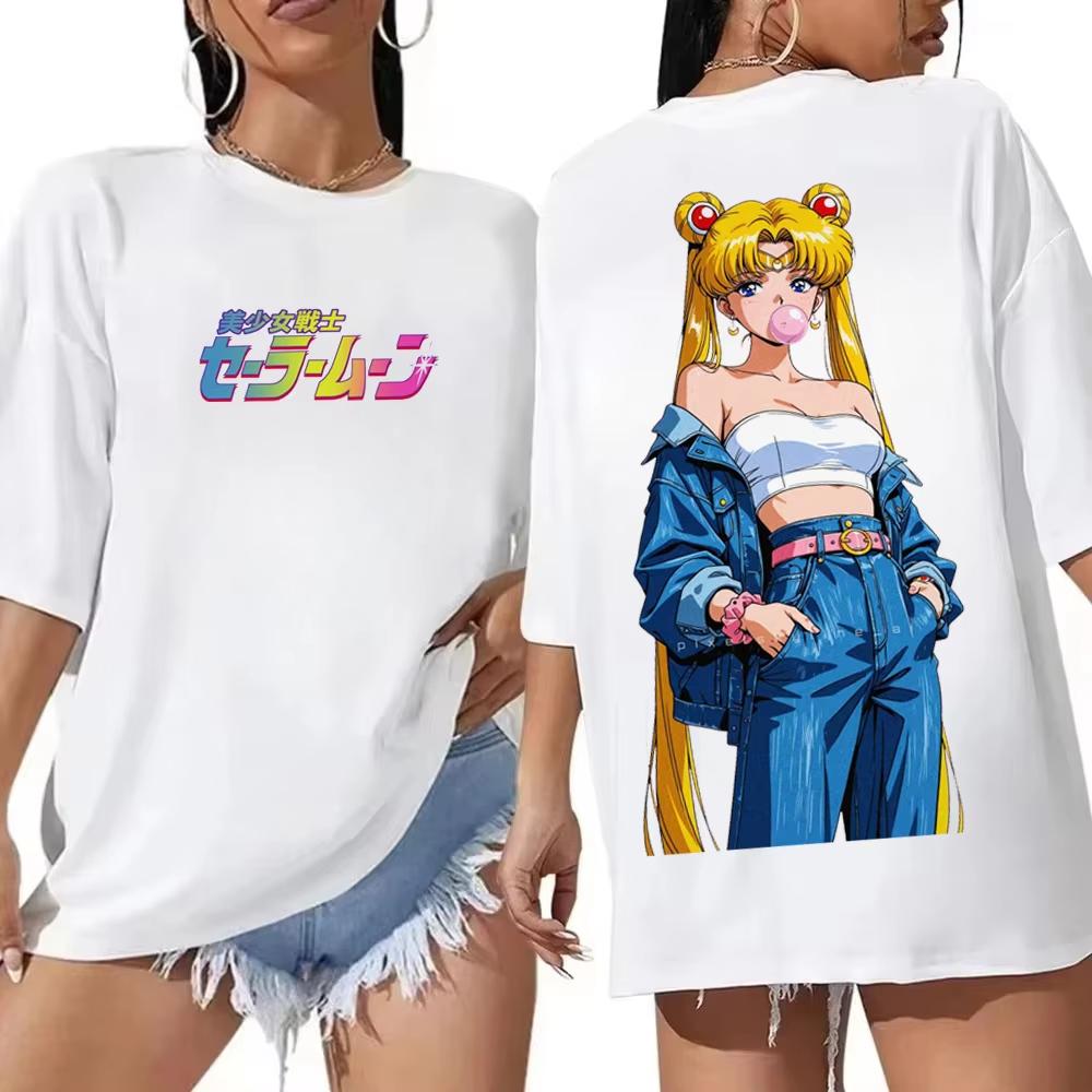 Sailor Moon Retro 90s Anime Graphic T Shirt Summer Cotton Unisex Unisex Tee Streetwear Casual Trend Short Sleeve Couple Hip Hop Top