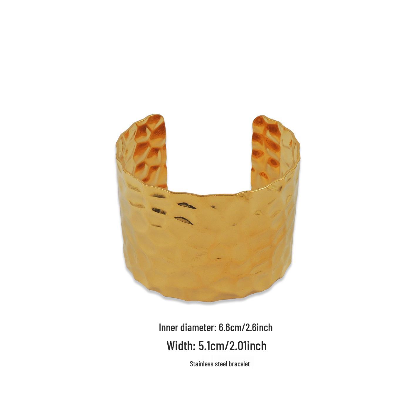 Wide Hammered Gold Bracelet with Water Ripple Texture - Elegant, Versatile Women s Accessory