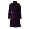 Anlom Women's Fashion Dark Purple Mid-Length Wool Blend Overcoat