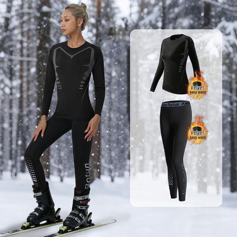 Women's Quick-Dry Thermal Underwear Set for Outdoor Sports, Mountain Climbing, and Winter Cold Protection
