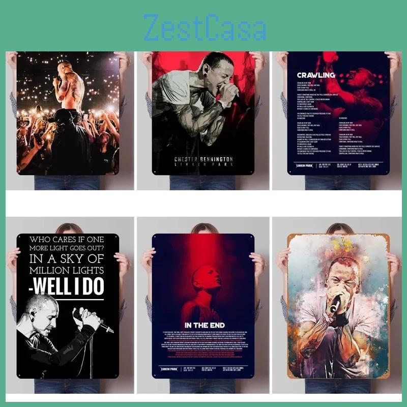 Metal Rock Chester Bennington Signs Music Posters Gaming Room Decoration Man Vintage Tinplate Sign For Wall Art Decoration Retro