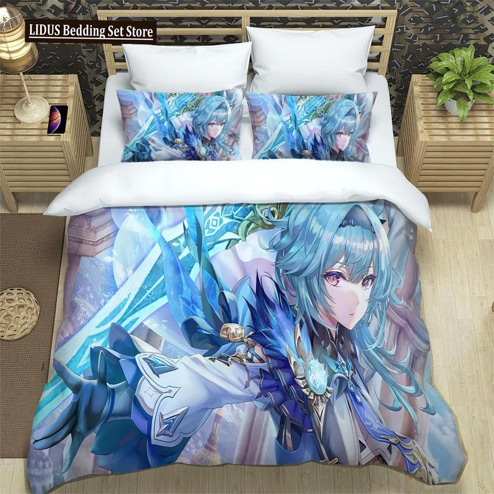 Anime Genshin Impact Bedding Set Boys Girls Twin Queen Size Duvet Cover Pillowcase Bed Kids Adult Fashion Home Textileextile