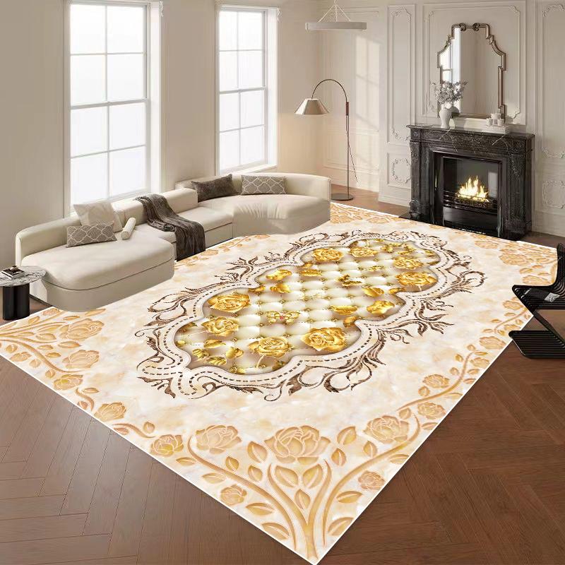 European Luxury Carpets for Living Room 3D Flower Decor Rug Large Bedroom Decoration Cloakroom Rug Non-slip Floor Mat Washable