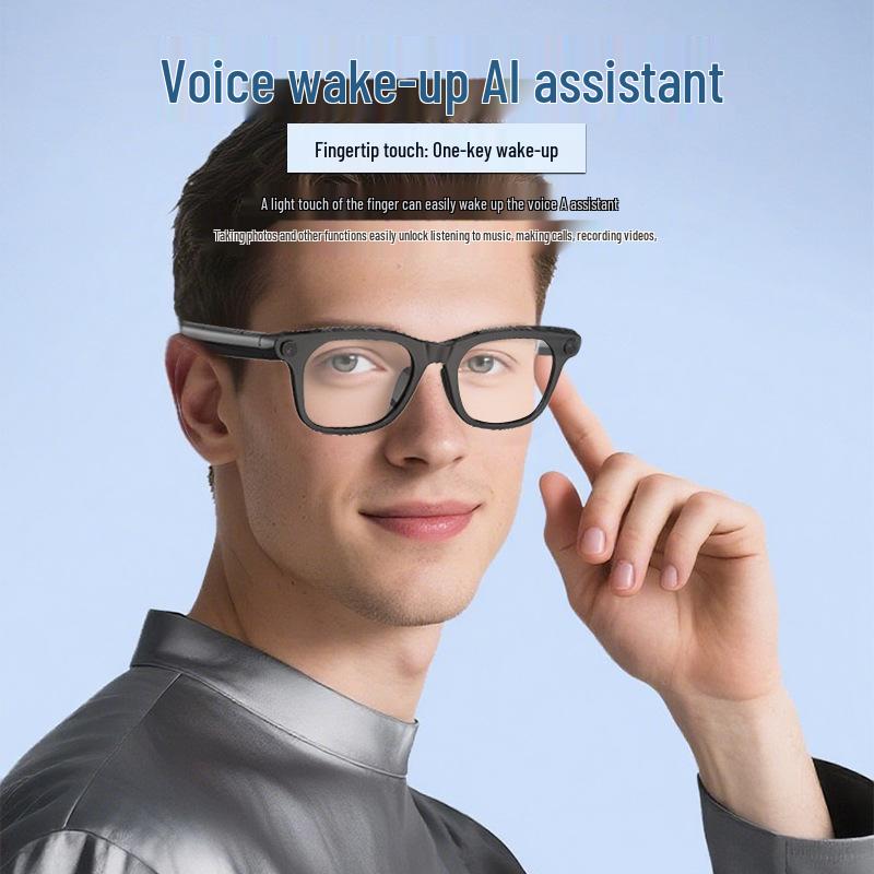 AI Smart Translation Glasses with 1200W Camera, Image Recognition, Recording & Replaceable Myopia Lens