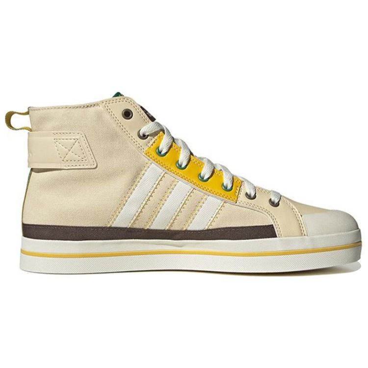 Adidas Neo City Canvas Hi Slip Resistant Durable Lightweight Mid Top Skate Shoes Unisex Skate Shoes White Yellow HQ4625