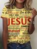 Easter Women's Casual T-shirt Jesus Alphabet Print Women's Crew Neck Short Sleeve Top Everyday Street Fashion Women's Y2k Tops