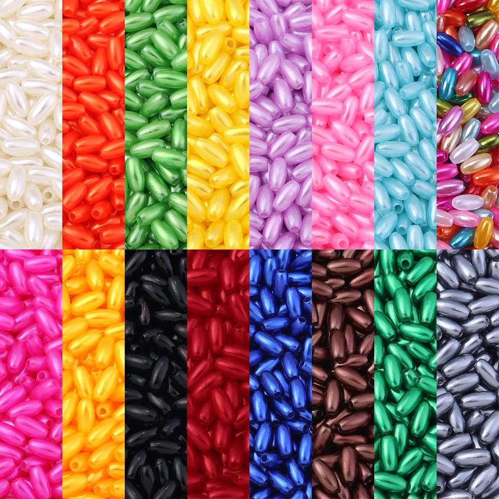 100-200 Stück Wassertropfenform ABS Imitation Perlen Bunt Oval Reis Lose Perlen Für DIY Schmuckherstellung Armband Halskette